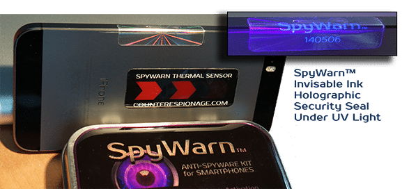 SpyWarn Kit showing placement of security seal and thermal sensor.