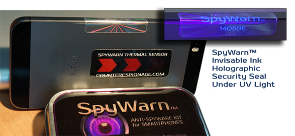 SpyWarn Kit showing placement of security seal and thermal sensor.