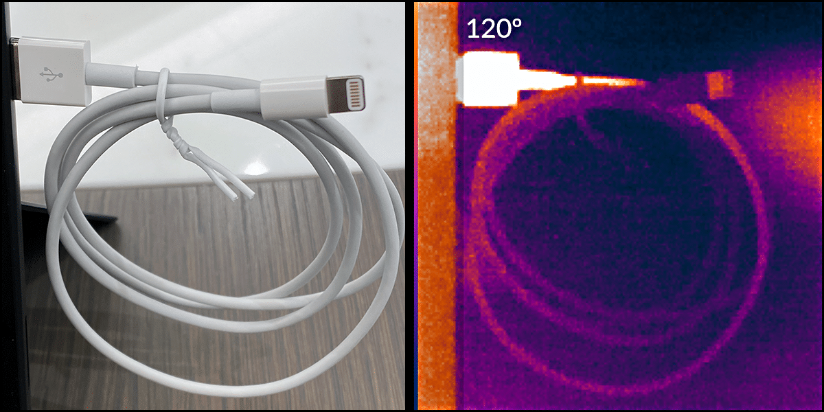 Infrared camera detecting a malicious USB cable | Murray Associates