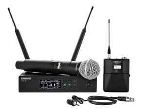 Shure digital encrypted QLX-D wireless microphone system.